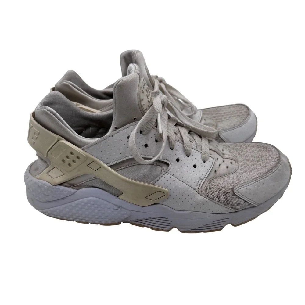 Nike Air Huarache Men's 12 Triple‎ White Running Sneakers Athletic Shoes